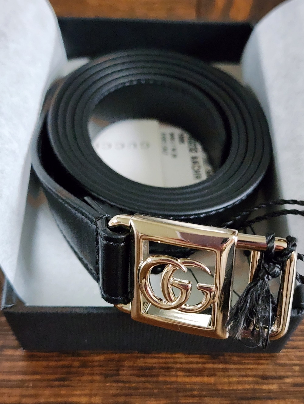 Brand New Gucci GG Fashion Slim Belt Black Leather 95 cm